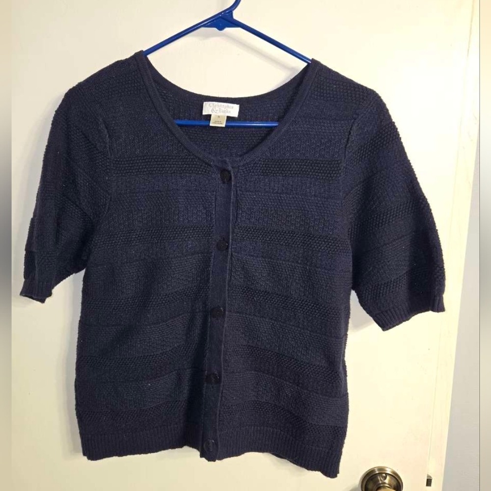 Christopher & Banks Dark Blue Textured Cardigan